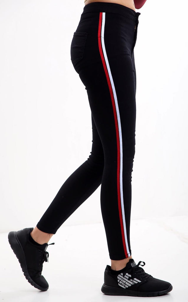 Striped 2025 jeans black