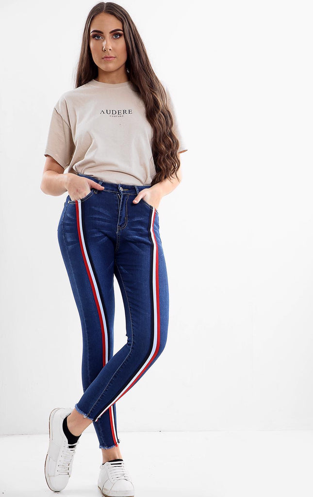 High waisted 2025 striped jeans