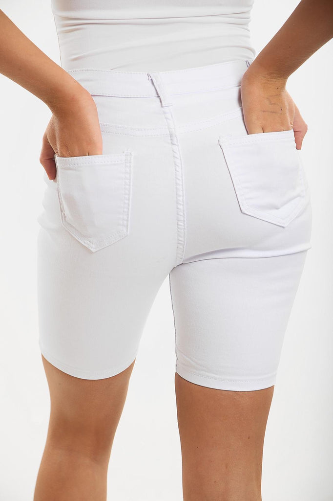 High waisted white denim 2025 shorts womens