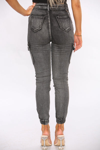 Grey Cargo Denim Jeans